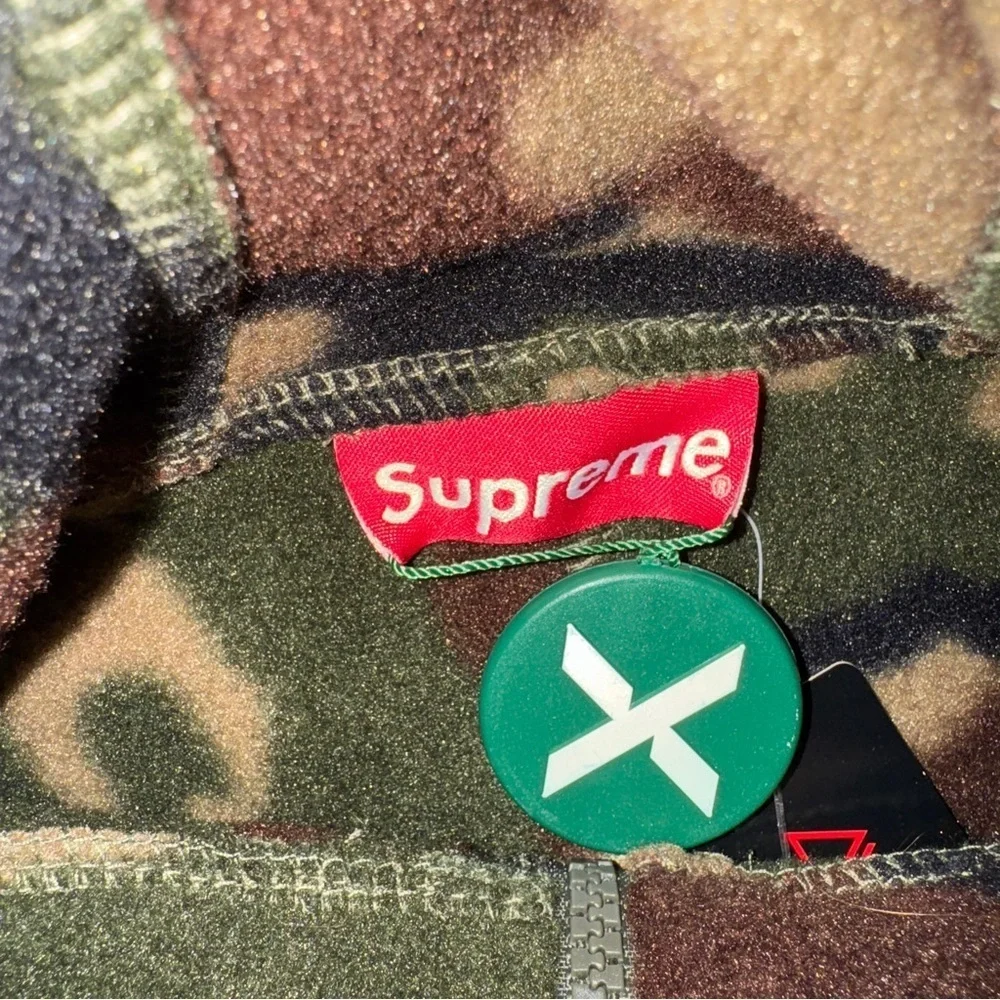 Supreme Polartec Half Zip Hooded Sweatshirt Woodland Camo Size XL